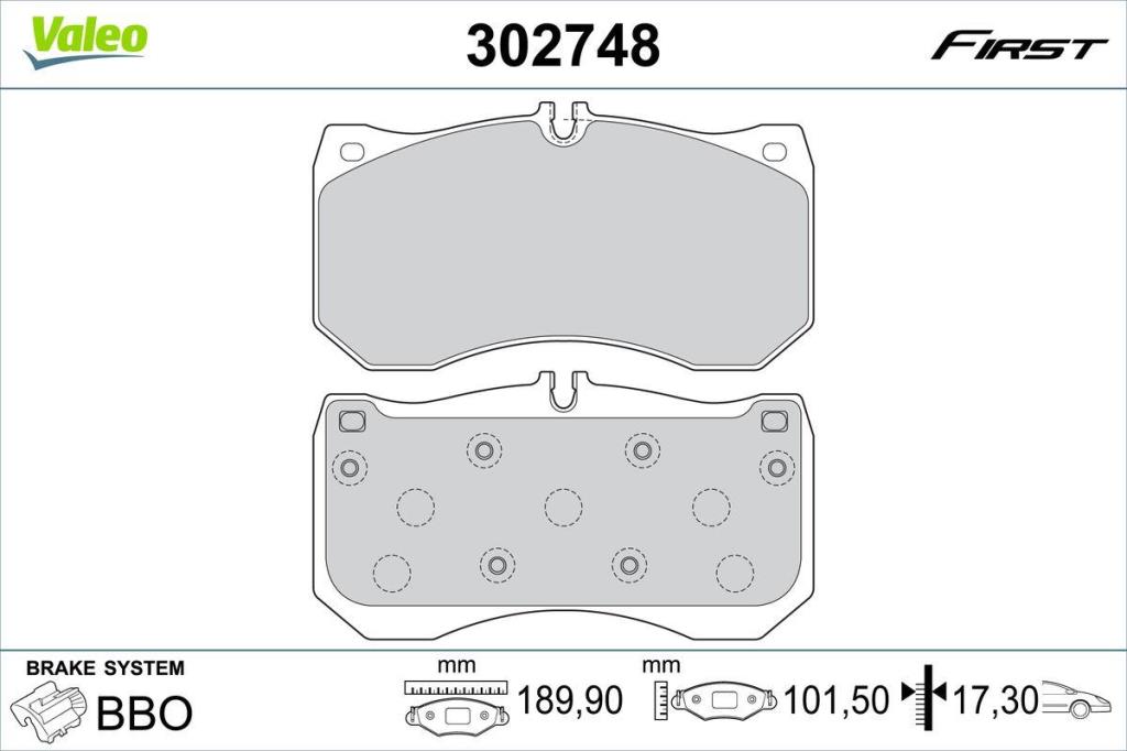 Jogo de 4 pastilhas de travão VALEO ref. 302748